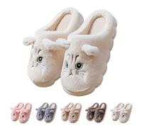 Pantoufles pour femme en forme de chat mignon en peluche - Chaudes, douces et confortables en mousse à mémoire de forme - Chaussures décontractées à enfiler pour intérieur et extérieur - Confort tout