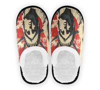 Pantoufles pour femme en polaire pelucheuse avec semelle antidérapante - Pantoufles chaudes pour maison, hôtel, voyage, chambre à coucher, avion - Taille M, Drapeau de la fête des présidents des