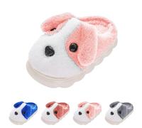 Pantoufles pour femme et enfant - Motif chien mignon - Polaire - Pour l'intérieur et l'extérieur - Mousse à mémoire de forme - Pantoufles antidérapantes - Pour l'hiver - Doux et chaud - En coton, Rose
