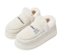 Pantoufles pour femme et homme avec talon couvrant l'automne et l'hiver - Chaudes, antidérapantes et confortables pour un usage domestique, 05 Blanc, 37 EU