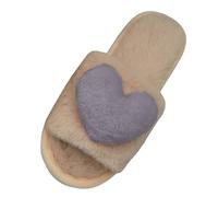 Pantoufles pour femme - Intérieur tendance - En peluche - Bout ouvert - Moelleux - Avec amour - Balle en peluche - Mocassins plats - Pour l'automne et l'intérieur, 02 Grey, 39 EU