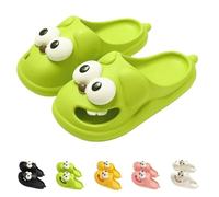 Pantoufles pour femme - Motif dessin animé - Grand œil - Pantoufles pour chien - Chaussons pour femme - Baiser langue - Chien gros œil, vert, 37 EU