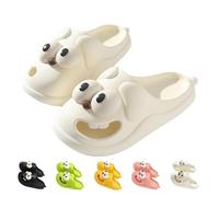 Pantoufles pour femme - Motif dessin animé - Grand œil - Pantoufles pour chien - Chaussons pour femme - Baiser langue - Chien gros œil, Blanc., 41 EU