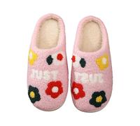 Pantoufles pour femme motif floral polaire confortable unisexe chaussures d'intérieur
