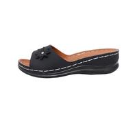 Pantoufles pour femme Peep Open - Sandales antidérapantes - Chaussures d'été - Chaussures de loisirs - Sandales de plage - Sandales de marche - Tongs de vacances, Noir , 40 EU