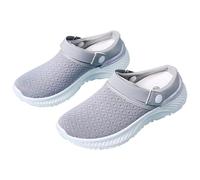 Pantoufles pour femme - Sabots de jardin - Pour l'été - Pour la plage, la plage - Chaussures de santé - Respirantes - En maille - Pour la marche et les loisirs - Antidérapantes, gris, 38 EU