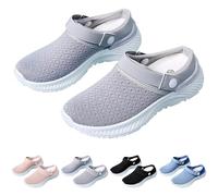 Pantoufles pour femme - Sabots de jardin - Sandales d'été - Chaussures de plage - Chaussures de santé - Respirantes - En maille - À enfiler - Pour la marche, les loisirs, gris, 36 EU