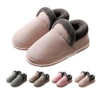 Pantoufles pour femme - Semelle en caoutchouc - Chaussons chauds en feutre - Doublure en peluche - Chaussures décontractées à enfiler - Chaussures d'hiver douillettes - Chaussures d'extérieur en coton