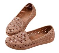 Pantoufles pour femme - Semelle fixe - Sandales plates à l'avant - Sandales de bain confortables - Respirantes - Antidérapantes - Chaussures de danse légères - Sandales d'été, café, 37 EU