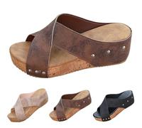 Pantoufles pour femmes à talon compensé - Sandales ergonomiques pour soulager la douleur - Sandales à plateforme - Sandales de jardin confortables - Pantoufles plates - Sandales respirantes - Sandales