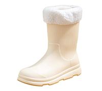 Pantoufles Pour Femmes Avec Soutien De Voûte Plantaire Women's Spring Summer Autumn And Winter Mid Tube Plus Velvet Cotton Removable And Washable Outdoor Fashion Work Ballerines Bout (White, 39)