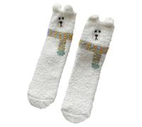 Pantoufles pour femmes, chaussettes thermiques chaudes pour femmes et filles, pantoufles en polaire, chaussettes antidérapantes avec semelles dormir la maison Originales Homme (White, One Size)