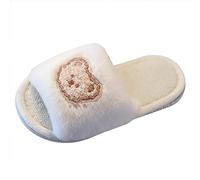 Pantoufles pour filles 21 éléphants d'hiver en coton chaussures garçons filles intérieur loisirs dessin animé ours mignons non glissants confortables fond épais peluche chaussons doux, Blanc., 32 EU