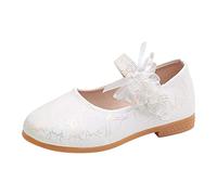 Pantoufles pour filles - Sandales d'été décontractées pour filles - Bas plat - Léger - Ruban en perles - Crochet à fleurs - Sandales décontractées pour filles, blanc, 26.5 EU