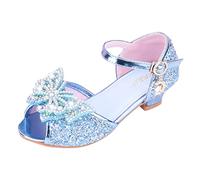 Pantoufles pour filles Taille 9 Sandales Princesse Chaussures Nœud Talons hauts Show Princess Shoes, bleu, 2.5 UK 3X-Narrow