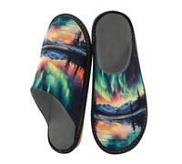 Pantoufles pour homme - Aurora Sky - Chaudes et pelucheuses - Semelles antidérapantes pour intérieur/extérieur, Ciel Aurore, 40/41 EU