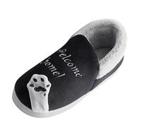 Pantoufles pour homme avec doublure en polaire pelucheuse, semelle en caoutchouc antidérapante, chaussures d'intérieur chaudes, motif chat 3D, pantoufles d'hiver confortables à enfiler, tige en