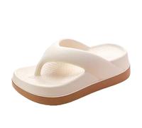 Pantoufles pour homme avec semelles épaisses antidérapantes sur la plage, tongs de couleur assortie pour intérieur et extérieur, vacances, vacances d'été, vacances, beige, 5 UK 3X-Narrow