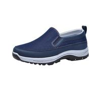 Pantoufles pour homme - Chaussures de course - Mocassins - Chaussures de sport - Pour l'arthrite - Œdème - Pieds gonflés - En mousse à mémoire de forme - Pour diabétiques, bleu foncé, 47 EU