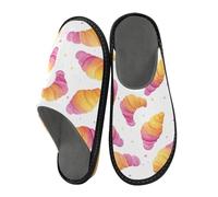 Pantoufles pour homme - Deux couleurs - Motif croissant - Chaudes et pelucheuses - Semelles antidérapantes pour intérieur/extérieur, Motif croissant bicolore, 38.5/39 EU