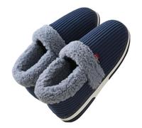 Pantoufles pour homme doublées en polaire - Chaudes - Confortables - Antidérapantes - Pour l'extérieur - Pour les loisirs et l'extérieur - Pour la chaleur, bleu marine, 42 1/3 EU