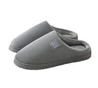 Pantoufles pour homme et femme - Chaudes - En coton - Confortables - Doublées - En mousse à mémoire de forme - Confortables - Pour l'intérieur et l'extérieur, gris, 44 EU