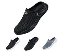 Pantoufles pour homme - Pour l'été et l'extérieur - Respirantes - Confortables - Antidérapantes - Doux et confortables - Pour la maison, les loisirs - Chaussures d'extérieur, Noir , 46 EU