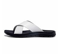 Pantoufles pour Hommes Mode D'été Grande Taille Chaussures De Plage Sandales Décontractées À La Mode, Mode Légère en Cuir Véritable sans Lacet (Color : White, Size : EUR41)