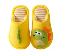 Pantoufles princesse dinosaure confortables pour petite fille - Chaussons mignons en peluche chaude à enfiler pour garçons et filles - Chaussures d'intérieur en coton - Chaussons éléphants, jaune, 28
