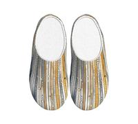 Pantoufles rayées à pois pour femme en flanelle pour homme - Art abstrait - Antidérapantes - Chaudes - Chaussures d'hiver pour intérieur et extérieur, multicolore, X-Small Men/ Large Women