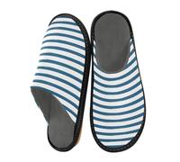 Pantoufles rayées bleu marine pour homme et femme, chaussons d'intérieur à rayures, chaussettes d'intérieur, chaussures de chambre à coucher, de voyage, multicolore, 38/39 EU