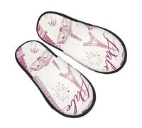 Pantoufles rétro Paris pour femme et homme - Tour Eiffel - Antidérapantes - Confortables - En mousse à mémoire de forme - Pour chambre à coucher, voyage, multicolore, 6/8 UK Men/ 6/8.5 UK Women