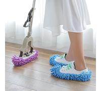 Pantoufles réutilisables en microfibre pour le nettoyage des sols, pantoufles multifonctions lavables pour la maison, la cuisine et la salle de bain, violet (1 paire)