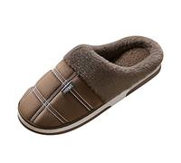 Pantoufles souples pour homme - Semelle souple - Pour chambre à coucher - Confortables - Chaussures de loisirs pour le salon - Pantoufles décontractées - Large pied orthopédique, café, 42 EU