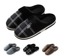 Pantoufles souples pour homme - Semelle souple - Pour chambre à coucher - Confortables - Chaussures de loisirs pour le salon - Pantoufles décontractées - Large pied orthopédique, Noir , 46 EU