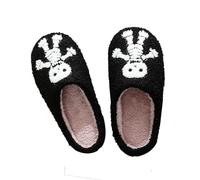 Pantoufles squelette d'Halloween pour femme - Jolies pantoufles imprimées en peluche douce - Sliders effrayants pour la maison - Coupe large - Pantoufles d'hiver chaudes doublées pour fasciite