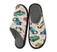 Pantoufles tendance à motif voiture de course pour homme et femme - Motif véhicule mignon - Pantoufles d'intérieur - Chaussettes de maison, de chambre à coucher, de voyage, multicolore, 44/46 EU