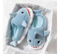 Pantoufles thermiques unisexes mignonnes et chaudes avec doublure en peluche et semelles épaisses, design de requin, convenant pour une utilisation intérieure automne/hiver, articles mignons, cadeau p