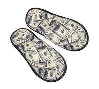 Pantoufles Unisexes Drôle D'Argent En Dollars Américains Chaussons Confort Doublées En Peluche Pantoufles Pour Invités, Pour Mariage, Fête, Intérieur Extérieur, L