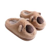 Pantoufles unisexes en forme d'animal pour adultes, chaussures d'intérieur chaudes et moelleuses, motif chien en peluche, motif capybara en peluche, semelle antidérapante en EVA, pantoufles d'hiver