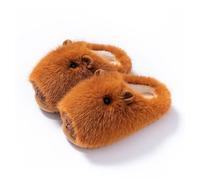 Pantoufles unisexes en forme d'animal pour adultes, chaussures d'intérieur chaudes et moelleuses, motif chien en peluche, motif capybara en peluche, semelle antidérapante en EVA, pantoufles d'hiver