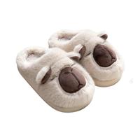 Pantoufles unisexes en forme d'animal pour adultes, chaussures d'intérieur chaudes et moelleuses, motif chien en peluche, motif capybara en peluche, semelle antidérapante en EVA, pantoufles d'hiver