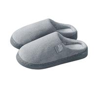 Pantoufles unisexes en peluche avec semelle antidérapante, pantoufles en feutre pour femme fermées, semelle épaisse, pantoufles thermiques douces et antidérapantes avec semelle en caoutchouc, gris, 44