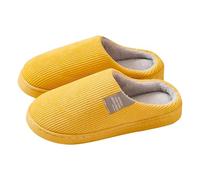 Pantoufles unisexes en velours côtelé avec peluche et sans semelle souple à mémoire de forme (7 couleurs) pantoufles pour femme Original, jaune, 38 EU