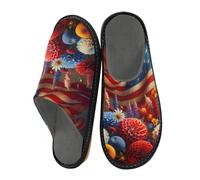 Pantoufles unisexes pour la maison pour femme, 4 juillet Jour de l'indépendance Drapeau Fleurs, 8-8.5