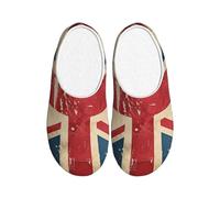 Pantoufles vintage en flanelle pour femme - Motif drapeau britannique - Antidérapantes - Chaudes - Pour l'intérieur et l'extérieur, multicolore, X-Small Men/ X-Large Women
