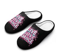 Pantoufles Vivre, Aimer, Danser Pantoufles En Peluche Pour Intérieur | Chaussons Plates Hiver Pantoufles Moelleuses Pour Chambre Homme Extérieur