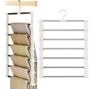 Pants Hangers Space Saving, 13.78 inches 6 Layers Foldable Rack 2-Piece Set for Closet, Clothing Organizer Accessories with Multi-Tier Design, Hanger for Jeans Trousers Skirt Bedroom Dorm Storage