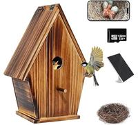PANTSLINE Nichoir intelligent avec caméra à énergie solaire, caméra 1080p pour l'extérieur avec vision nocturne, capture automatique des vidéos d'oiseaux et détection de mouvement, application WiFi