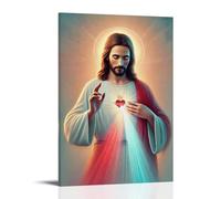 PANTTING Poster de la Miséricorde Divine Jésus - Impression sur toile - Décoration d'intérieur pour chambre à coucher, salon - 20 x 30 cm - Style cadre
